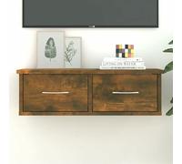 BTOIASYHF Smoked Oak Wall Cabinet, 60 x 26 x 18.5 cm, Wood, Engineering, Bookcase, Showcase, Vertical Bookcase, Space Saving Bookcase, Bookcase, Shelving Unit for Living Room, Office, Furniture