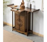 BTOIASYHF Table d'autel de méditation en Bambou, Armoire Pooja avec tiroir et Rangement, Banc de prière, Niche de Bouddha Chinois pour Petits espaces