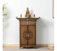 BTOIASYHF Table d'autel de méditation en Bambou, Armoire Pooja avec tiroir et Rangement, Banc de prière, Niche de Bouddha Chinois pour Petits espaces