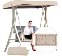 BTOIASYHF Toit de Rechange pour Balancelle de Jardin, Imperméable en 210D Oxford,Toile de Rechange Pare-Soleil à Bascule Jardin Anti-UV pour Balancelle 2 3 Places Universelle(Color:Beige)