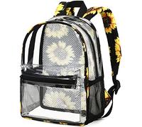 BTOOP Mini sac à dos transparent transparent pour événements de stade 30,5 x 30,5 x 15,2 cm, petit sac à dos transparent pour concerts et travail, tournesol, 12'' H-Mini, Tendance