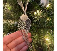 BTORER Boules commémoratives de Noël avec inscription « I Have An Angel Watching Over Me » - Forme ronde - En forme d'ailes d'ange - Ornements de sapin de Noël - Décoration à suspendre en ruban