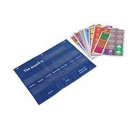 BTOSEP Calendrier Hebdomadaire élémentaire avec Tableau de Poche | Comprend 98 cartes prédécoupées, 24x18 pouces, Visuels aux couleurs vives, Facile à utiliser, En classe ou à la maison,