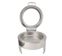 BTOSEP Chafing Dish rond en acier inoxydable de 6 l avec couvercle en verre pour buffets, événements, mariages, camping et dîners (1 poêle pleine taille)