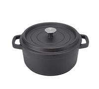 BTOSEP Cocotte en fonte de qualité supérieure - 24 cm - Avec deux poignées à boucle - Pour braiser, cuire en famille