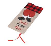 BTOSEP Couverture de Bouteille de Champagne en Forme de Grille de Père Noël, Sac à Manches, Cadeaux de Noël pour Fête (Chèque rouge et noir)