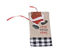 BTOSEP Couverture de Bouteille de Champagne en Forme de Grille de Père Noël, Sac à Manches, Cadeaux de Noël pour Fête (Damier noir et blanc)