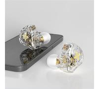 BTOSEP Écouteurs dynamiques filaires Hi-Fi avec une qualité sonore riche, ajustement confortable pour la conduite sportive, 1 unité (blanc transparent)