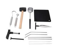 BTOSEP Ensemble D'outils D'ouverture de Noix de Coco en Acier Inoxydable, Perforateur de Coquille de Noix de Coco, Kit de Marteau en Caoutchouc avec Tapis de Paille