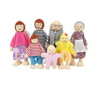 BTOSEP Figurines Familiales de Maison de Poupée en Bois, 7 Poupées | Des vêtements doux, des bords polis à la main, encouragent le jeu imaginatif