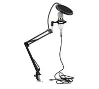 BTOSEP Kit de Microphone à Condensateur USB avec Son Clair (Blanc + Argent) | Conception de bras flexible, directivité unidirectionnelle, matériaux métalliques et plastiques, enregistrement