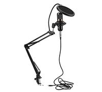 BTOSEP Kit de Microphone à Condensateur USB avec Son Clair (Noir + Noir) | Conception de bras flexible, directivité unidirectionnelle, matériaux métalliques et plastiques, enregistrement
