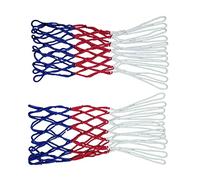 BTOSEP Lot de 2 filets de basket-ball de rechange résistants à la pluie en polyester pour l'extérieur Blanc/rouge/bleu