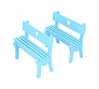 BTOSEP Lot de 2 petites chaises décoratives en bois pour la maison, le bureau, planche haute densité, 20 x 16 x 7,5 cm (bleu)