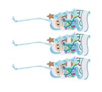 BTOSEP Lot de 3 pendentifs pour sapin de Noël en PVC avec boucle de ruban (X2163 bleu)