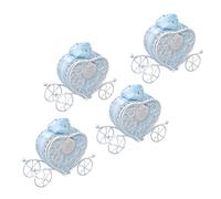BTOSEP Lot de 4 boîtes à bonbons romantiques en forme de cœur pour mariage et fête de Saint-Valentin en fer blanc durable (bleu)