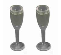 BTOSEP Modèle miniature en verre à champagne vif pour la décoration de maison de poupée avec matériau sûr pour la maison de poupée à l'échelle 1:12 (paire de flûtes à champagne)