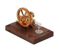 BTOSEP Moteur Stirling à vitesse réglable avec bouteille d'alcool pour projets éducatifs et scientifiques, acier inoxydable et bois, 13 x 8,9 x 8,1 cm