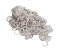 BTOSEP Perruque longue et bou tressée argentée mate pour femme, résistante à la chaleur, cosplay, perruque synthétique ondulée pour fête, 72 cm