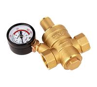 BTOSEP Régulateur de pression DN15 en laiton, réducteur de pression d'eau réglable avec manomètre pour un usage domestique, durable et compact