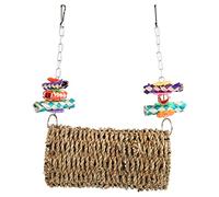 BTOSEP Tunnel d'herbe à oiseaux confortable cachette et balançoire pour hamster perroquet naturel enroulé avec bambou coloré 29 cm de haut