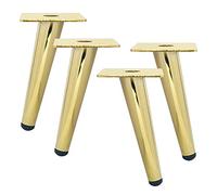 Btowin 12 inch Pieds De Meuble en Métal, 4 Pièces Pieds De Table en Fer Oblique Rond Moderne Style Industriel pour DIY Banc Chaise Bureaux Café Lit Armoire Doré