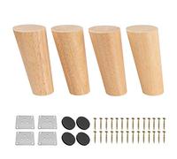 Btowin Lot de 4 Pieds de Meuble en Bois Massif de 10 cm de Rechange avec plaques de Montage et vis et pour Armoire, canapé, lit, canapé Ottoman