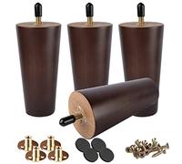 Btowin Lot de 4 pieds de meubles coniques en bois massif de 25,4 cm avec | Finition noyer, capacité de charge 200 kg, plaques de fixation et vis incluses. Style du milieu du siècle pour canapés