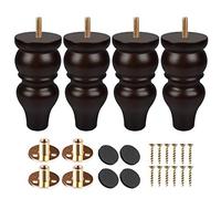 Btowin Lot de 4 pieds de meubles en bois massif avec boulons de suspension filetés de 5/16" et plaque de montage et vis pour canapé et TV