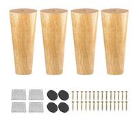 Btowin Lot de 4 Pieds de Meubles en Bois Massif de 10 cm - avec plaques de Montage et vis - pour Armoire, canapé, lit, canapé
