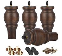 Btowin Lot de 4 pieds de meubles en bois massif de 15,2 cm, pieds ronds tournés en bois avec plaque de montage et vis pour canapé, chaise ottomane, canapé (BN : 1207200-01-15/x52)