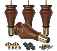 Btowin Lot de 4 pieds de meubles en bois massif de 18 cm, en noyer moderne du milieu du siècle avec housse, pieds de rechange avec boulons de suspension filetés M8, plaque de montage et vis pour