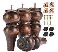 Btowin Lot de 4 pieds de meubles en bois massif de 20 cm avec boulons de suspension filetés M8, plaque de montage et vis pour canapé, armoire, fauteuil ottoman, vernis