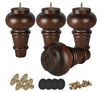 Btowin Lot de 4 pieds de meubles en bois massif vernis avec plaque de montage et vis pour canapé, meuble TV, fauteuil ottoman 15,2 cm