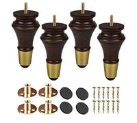 Btowin Lot de 4 pieds de meubles en bois massif wengé moderne du milieu du siècle avec housse, pieds de rechange avec boulons de suspension filetés M8, plaque de montage et vis pour canapé, armoire