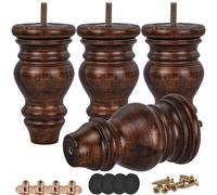 Btowin Lot de 4 pieds de meubles ronds en bois massif émaillé de 12 cm avec plaque de montage et vis pour canapé, chaise ottomane, canapé