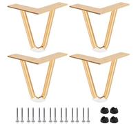 Btowin Lot de 4 Pieds en épingle à Cheveux de 10,2 cm, Pieds de Meubles en métal Robuste avec Protections de Sol en Caoutchouc et vis pour projets de Bricolage à la Maison, Meuble TV, canapé, Armoire