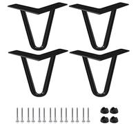 Btowin Pieds en épingle à Cheveux, 4 pièces Heavy Duty Métal Pieds de Meubles avec Protecteurs de Sol en Caoutchouc et Vis pour La Maison DIY Projets TV Stand Canapé Cabinet - Noir