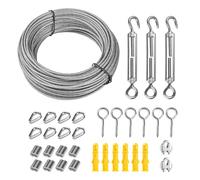 Btowin VCF Kit de câble métallique en acier inoxydable 304, 15 m/2 mm, kit de fil de jardin pour plantes grimpantes, kit de fil caténaire, système de tension de treillis métallique, kit de balustrade,