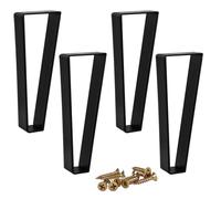 Btowin VCF Lot de 4 pieds de meuble trapézoïdaux en métal de 10 cm / 4 pouces, pieds de table modernes en acier solide, pieds de canapé robustes en épingle à cheveux pour projets de bricolage à