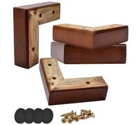 Btowin VCF Lot de 4 pieds de meubles en bois massif de 5 cm, en noyer en forme de L, pieds de meubles de canapé, pieds de rechange avec vis pour lit, chaise, canapé, armoire, commode, meuble TV
