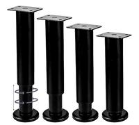 Btowin VCF Lot de 4 pieds de meubles réglables de 12 à 18 cm en métal noir - Pieds de rechange robustes pour armoire, table, canapé, chaise, bureau