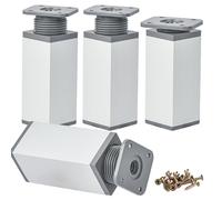 Btowin VCF Lot de 4 pieds de meubles réglables de 20 cm, carrés en alliage d'aluminium, hauteur réglable de 0 à 20 mm, pieds de rechange pour armoire, bureau, canapé, placard