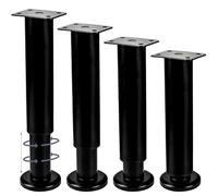 Btowin VCF Lot de 4 pieds de meubles réglables de 40 à 76 cm, cadre de lit en métal noir, pieds de support de canapé, pieds de rechange robustes pour armoire, table, canapé, bureau