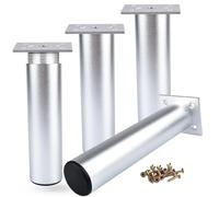 Btowin VCF Lot de 4 pieds de meubles ronds en alliage d'aluminium argenté de 5 cm pour table, armoire, cuisine, meuble TV, bureau