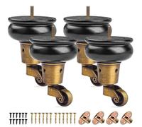 Btowin VCF Lot de 4 pieds de meubles ronds en bois massif avec roulettes de 10 cm pour chaise, fauteuil inclinable, ottoman, armoire, fauteuil