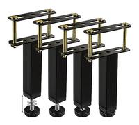 Btowin VCF Lot de 4 pieds de support de cadre de lit réglables en métal (hauteur réglable de 25 mm), pieds de support centraux robustes en forme de T pour cadre de lit en acier, lit en bois, pieds de