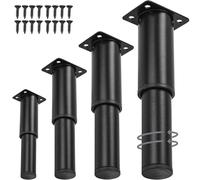 Btowin VCF Lot de 5 pieds de meubles réglables en métal de 25 à 43 cm, pieds d'armoire, pieds de rechange robustes pour lit, armoire, canapé, bureau, table basse