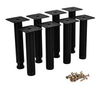 Btowin VCF Lot de 8 pieds de meuble en métal réglables - 10 cm - pieds de support pour commode, table, canapé, fauteuil, bureau, cuisine - noir