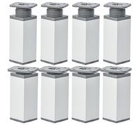 Btowin VCF Lot de 8 pieds de meubles en métal de 15 cm - Moderne - En aluminium - Réglable en hauteur - Carrés - Pour armoire, canapé, canapé, meuble TV, commode